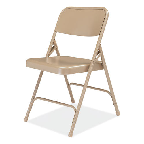 NPS 200 Series Premium All-steel Double Hinge Folding Chair Supports 500 Lb 17.25" Seat Ht Beige 4/ct Ships In 1-3 Bus Days