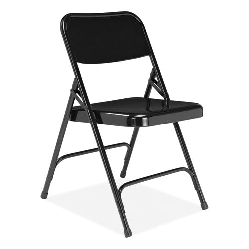 NPS 200 Series Premium All-steel Double Hinge Folding Chair Supports 500 Lb 17.25" Seat Ht Black 4/ct Ships In 1-3 Bus Days
