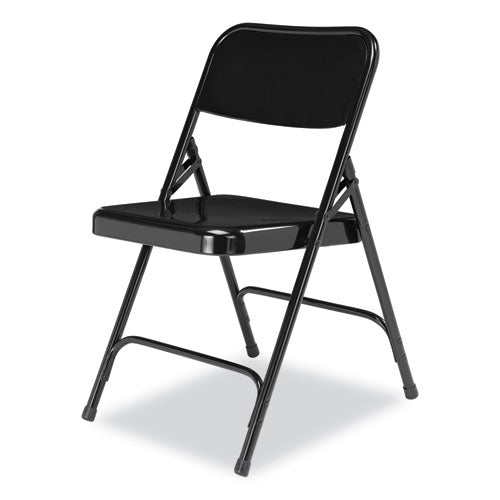 NPS 200 Series Premium All-steel Double Hinge Folding Chair Supports 500 Lb 17.25" Seat Ht Black 4/ct Ships In 1-3 Bus Days