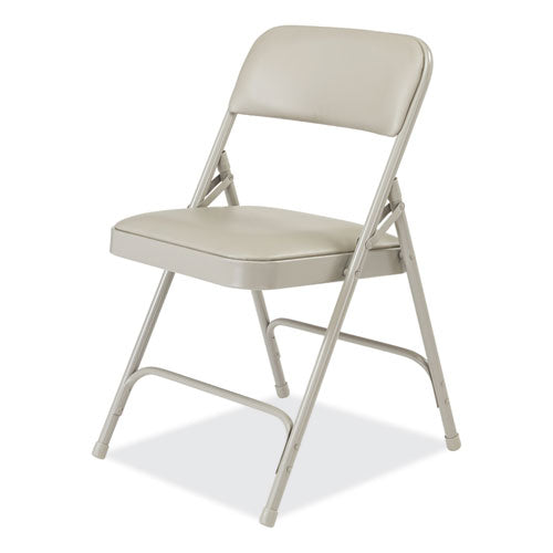 NPS 1200 Series Premium Vinyl Dual-hinge Folding Chair Supports 500lb 17.75" Seat Height Warm Gray 4/ctships In 1-3 Bus Days