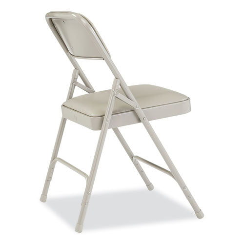 NPS 1200 Series Premium Vinyl Dual-hinge Folding Chair Supports 500lb 17.75" Seat Height Warm Gray 4/ctships In 1-3 Bus Days