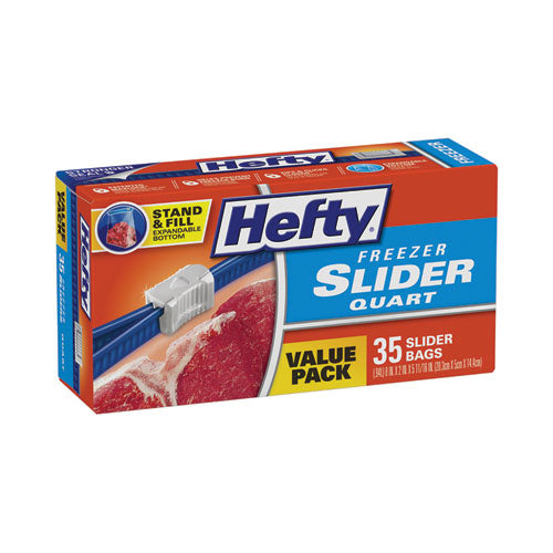Hefty Slider Bags 1 Qt 2.5 Mil 7"x8" Clear 35/box