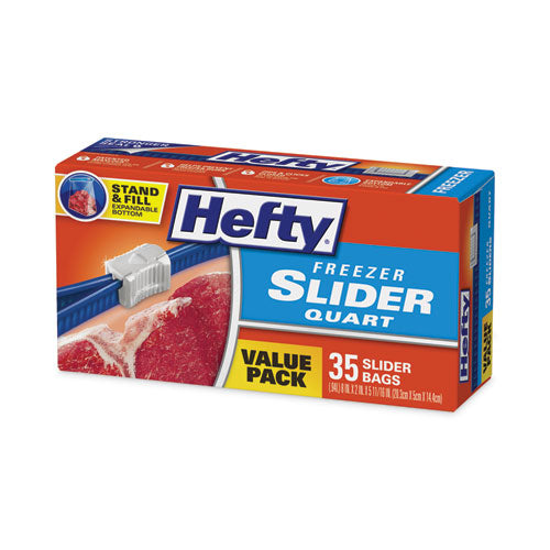 Hefty Slider Bags 1 Qt 2.5 Mil 7"x8" Clear 35/box