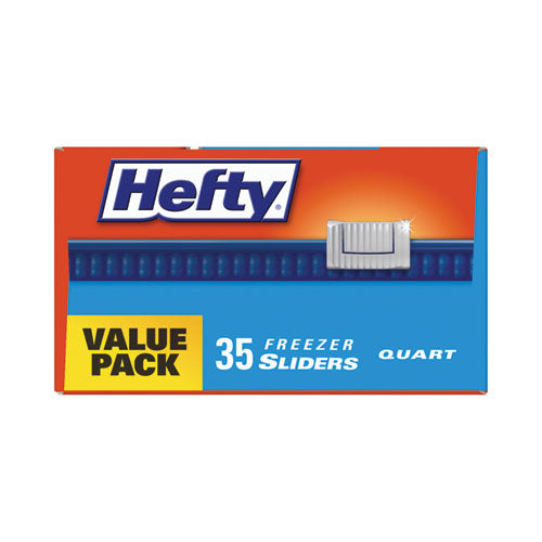Hefty Slider Bags 1 Qt 2.5 Mil 7"x8" Clear 35 Bags/box 9 Boxes/Case