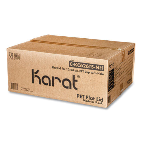 Karat Pet Lids 12 Oz To 24 Oz Cold Cups No Hole Flat Lid Clear 1000/Case