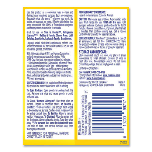 LYSOL Brand Disinfecting Wipes Flatpacks 1-ply 6.69x7.87 Lemon And Lime Blossom White 15 Wipes/flat Pack 24 Flat Packs/Case
