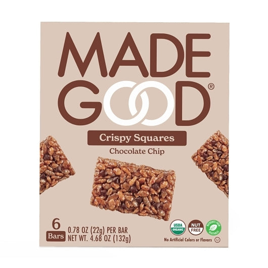 Madegood Chocolate Chip Crispy Squares-0.78 oz. Bar-6 Bars/Box-36/Case