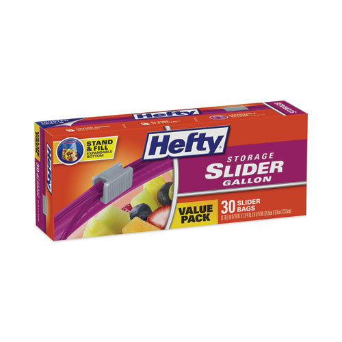 Hefty Slider Bags 1 Gal 1.5 Mil 10.56"x11" Clear 30/box