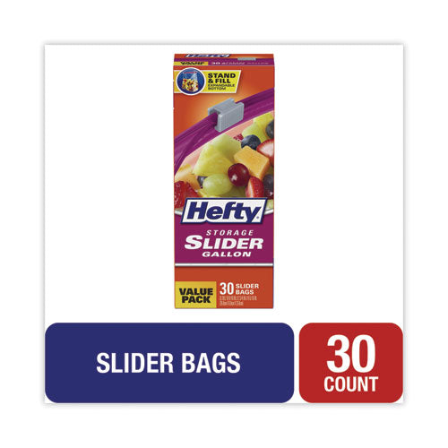 Hefty Slider Bags 1 Gal 1.5 Mil 10.56"x11" Clear 30/box