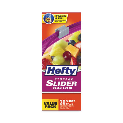 Hefty Slider Bags 1 Gal 1.5 Mil 10.56"x11" Clear 30/box
