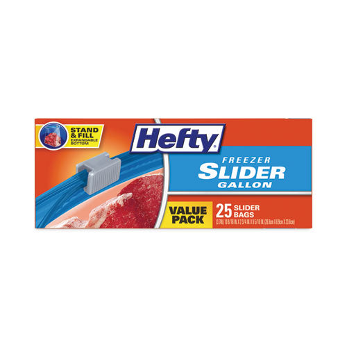 Hefty Slider Bags 1 Gal 2.5 Mil 10.56"x11" Clear 25/box