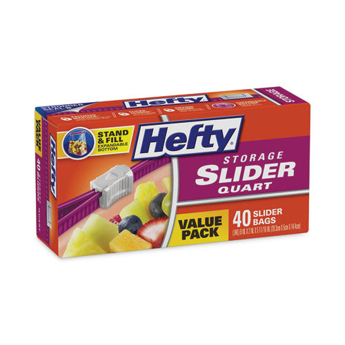 Hefty Slider Bags 1 Qt 1.5 Mil 8"x7" Clear 40/box