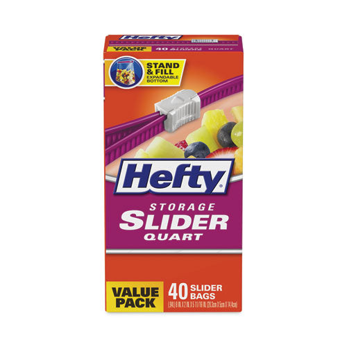 Hefty Slider Bags 1 Qt 1.5 Mil 8"x7" Clear 40/box