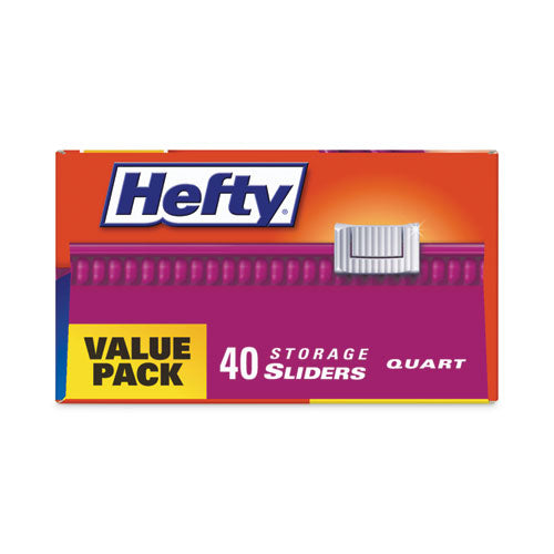 Hefty Slider Bags 1 Qt 1.5 Mil 8"x7" Clear 40 Bags/box 9 Boxes/Case