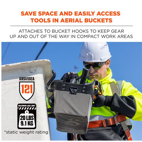 Ergodyne Arsenal 5844 Bucket Truck Tool Bag W/tool Tethering Attachment Points 18x7.5x7.5 Polyester Gray Ships In 1-3 Bus Days