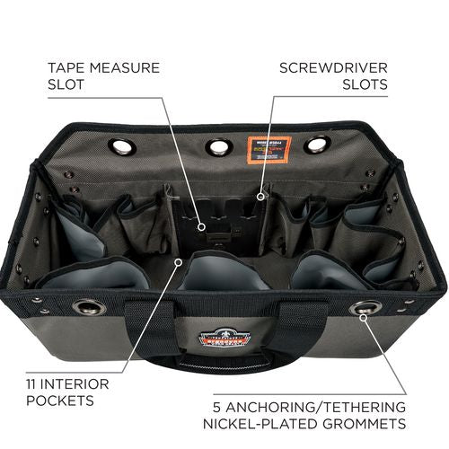 Ergodyne Arsenal 5844 Bucket Truck Tool Bag W/tool Tethering Attachment Points 18x7.5x7.5 Polyester Gray Ships In 1-3 Bus Days