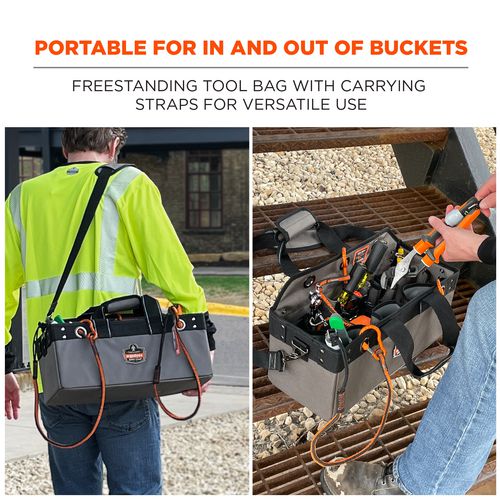 Ergodyne Arsenal 5844 Bucket Truck Tool Bag W/tool Tethering Attachment Points 18x7.5x7.5 Polyester Gray Ships In 1-3 Bus Days