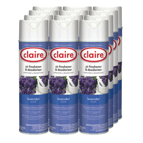 Claire Aerosol Air Freshener And Deodorizer Lavender 10 Oz Aerosol Spray 12 Cans