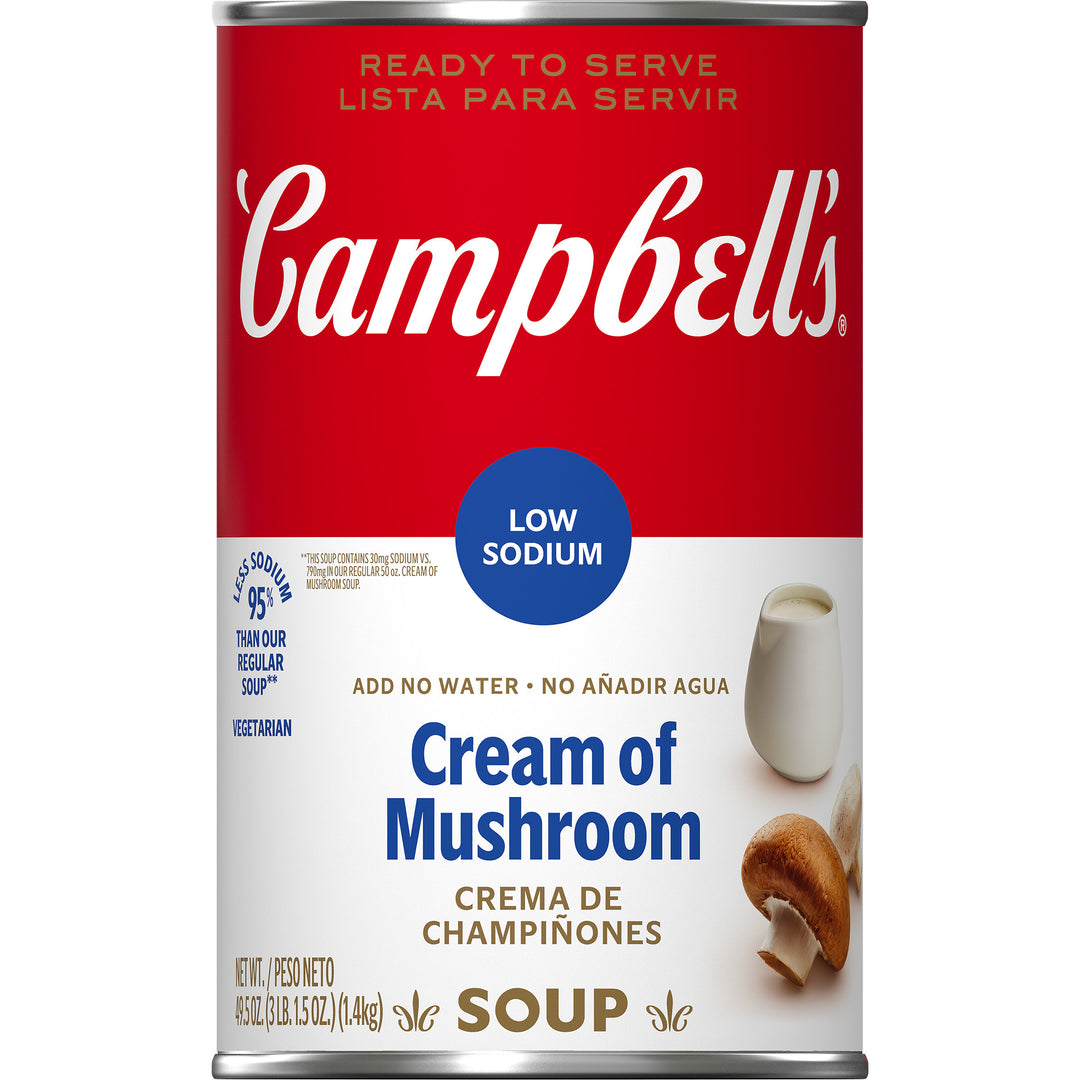 Campbell's Classic Low Sodium Cream Of Mushroom Shelf Stable Soup-49.5 oz.-12/Case