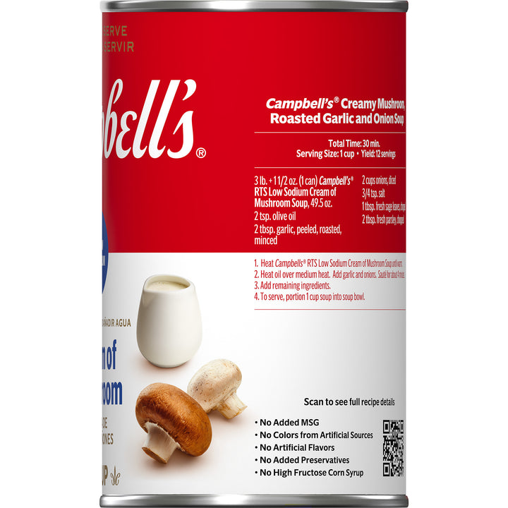 Campbell's Classic Low Sodium Cream Of Mushroom Shelf Stable Soup-49.5 oz.-12/Case