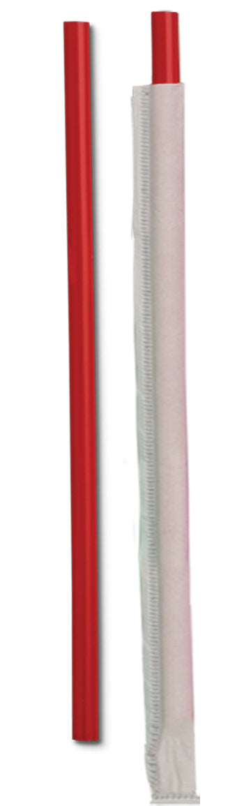 D & W Fine Pack 10.25 Inch Tall Giant Individually Wrapped Red Straw-300 Each-300/Box-4/Case
