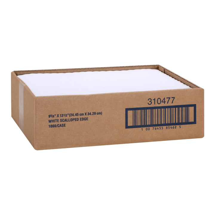 Hoffmaster 9.625 Inch X 13.5 Inch Classic Scallop White Paper Placemat-1000 Each-1/Case