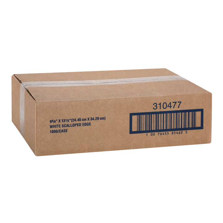 Hoffmaster 9.625 Inch X 13.5 Inch Classic Scallop White Paper Placemat-1000 Each-1/Case