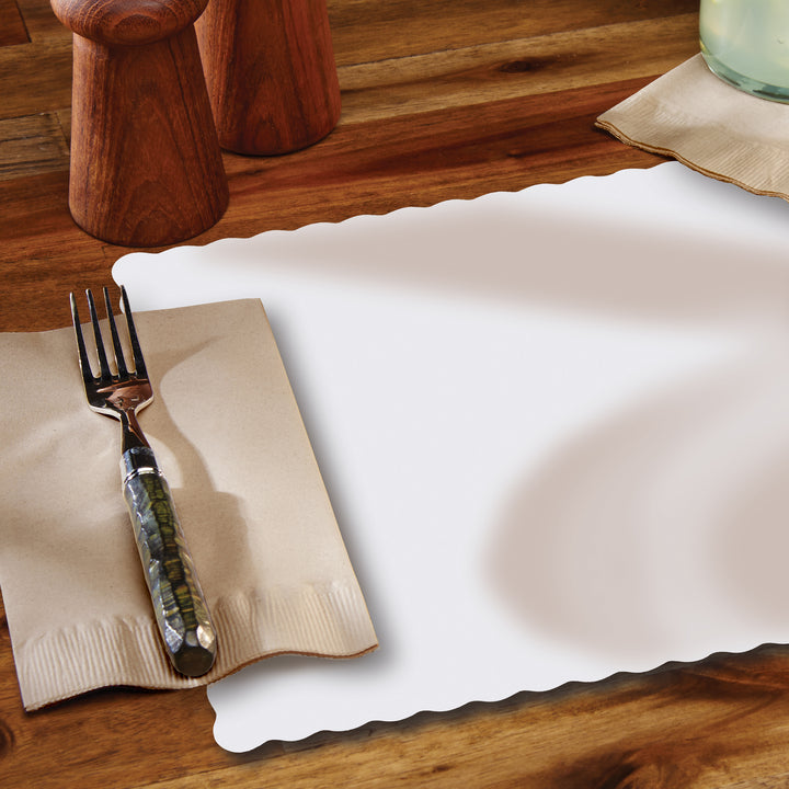 Hoffmaster 9.625 Inch X 13.5 Inch Classic Scallop White Paper Placemat-1000 Each-1/Case