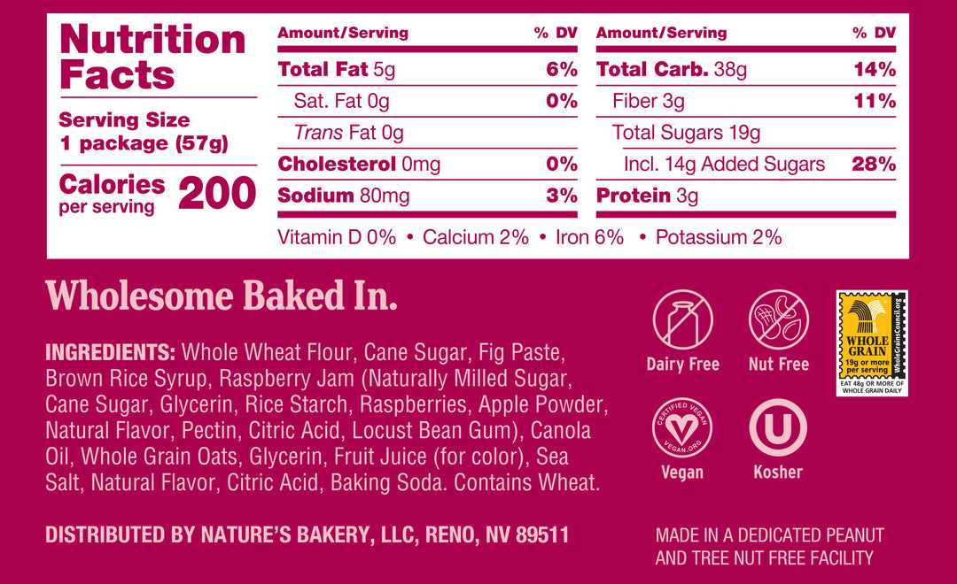 Nature's Bakery Raspberry Whole Wheat-2 oz.-12/Box-7/Case
