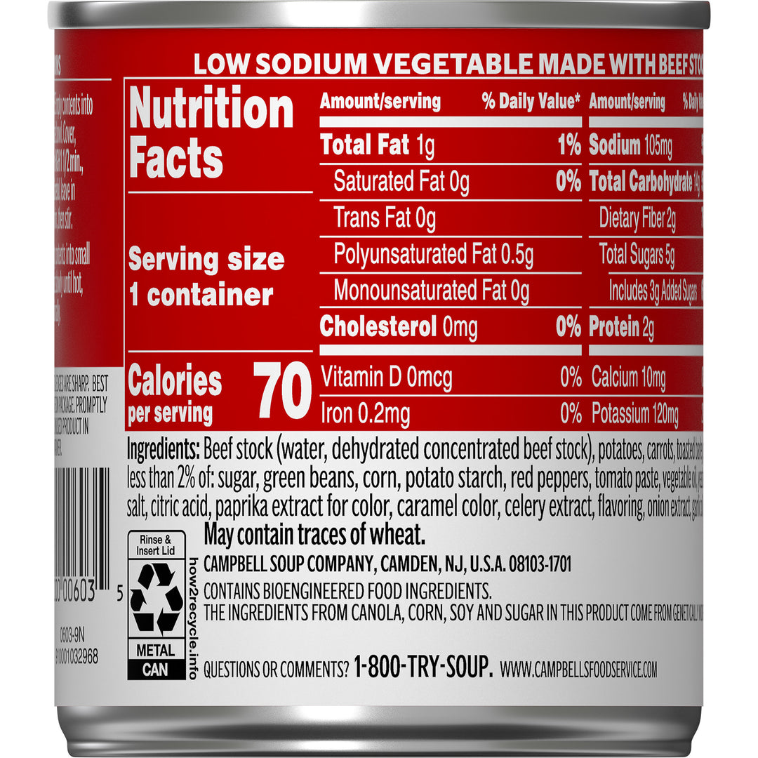 Campbell's Classic Low Sodium Vegetable Shelf Stable Soup-7.25 oz.-24/Case