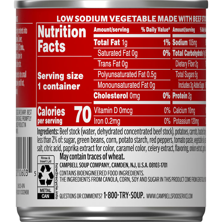 Campbell's Classic Low Sodium Vegetable Shelf Stable Soup-7.25 oz.-24/Case