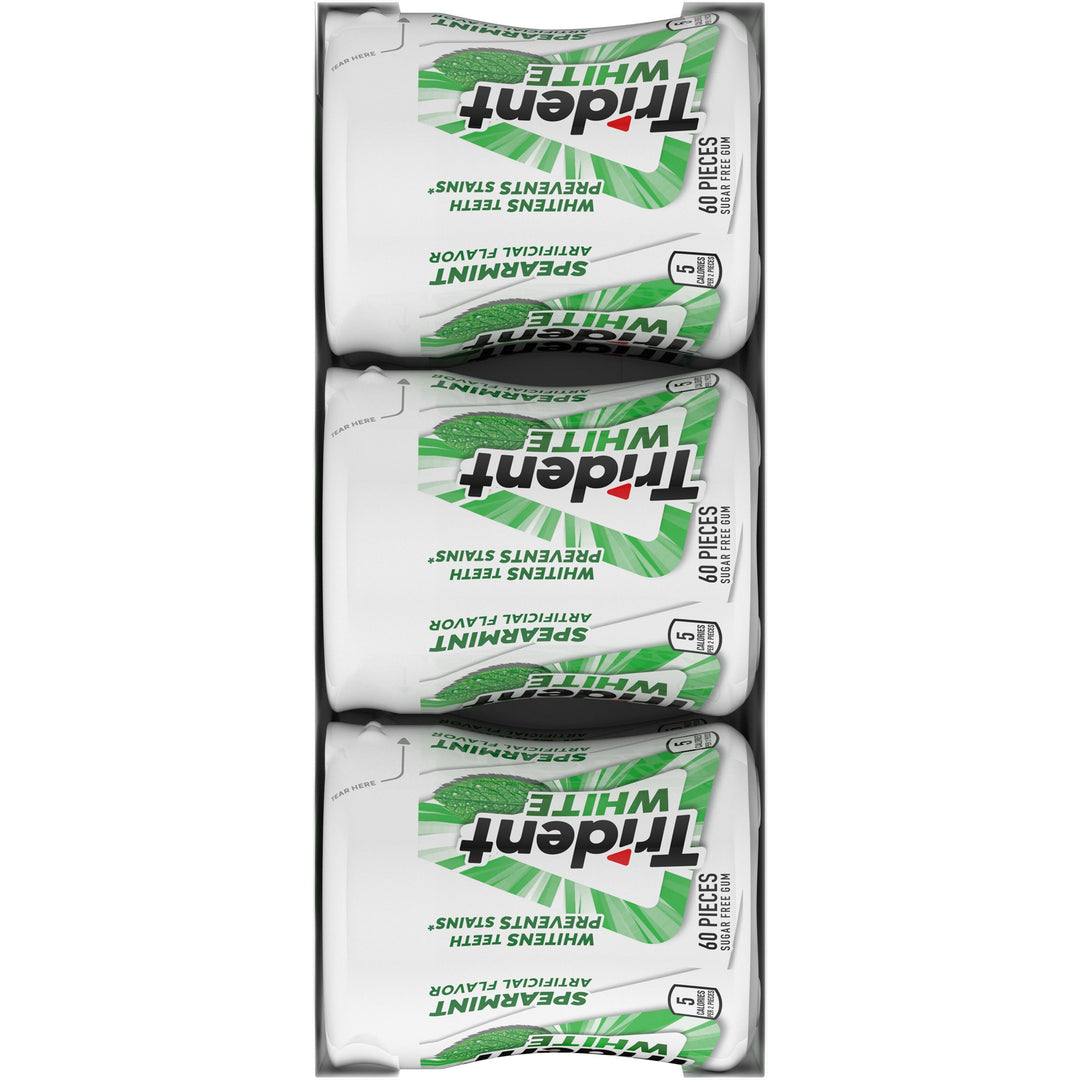 Trident White Gum Spearmint Sugar Free Fridge Pack-60 Count-6/Box-4/Case