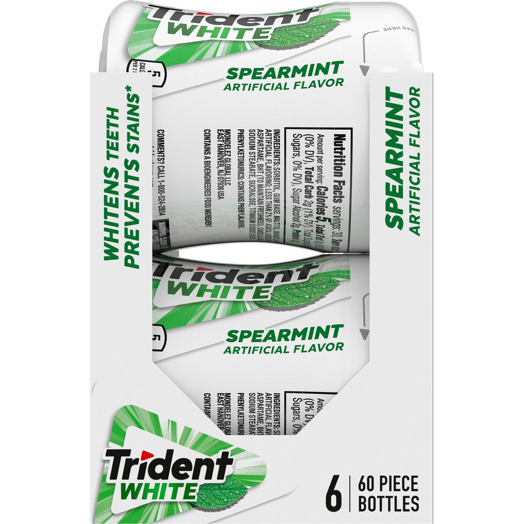 Trident White Gum Spearmint Sugar Free Fridge Pack-60 Count-6/Box-4/Case
