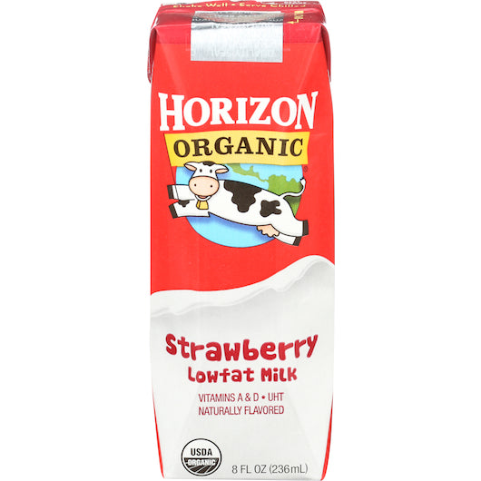 Horizon Organic Lowfat Aseptic Single Serve Strawberry Milk-8 fl oz.-6/Box-3/Case