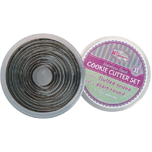 Winco Cookie Cutter Set Plain Round 11 Piece-1 Each-1/Case