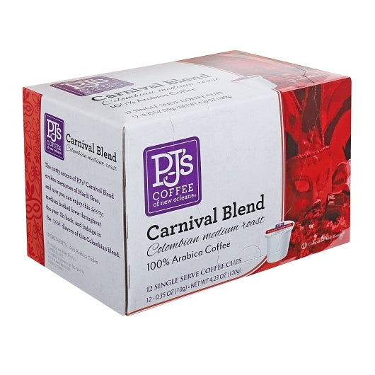 Pj's Coffee Of New Orleans Medium Roast Carnival Blend Single Serve-12 Count-6/Case