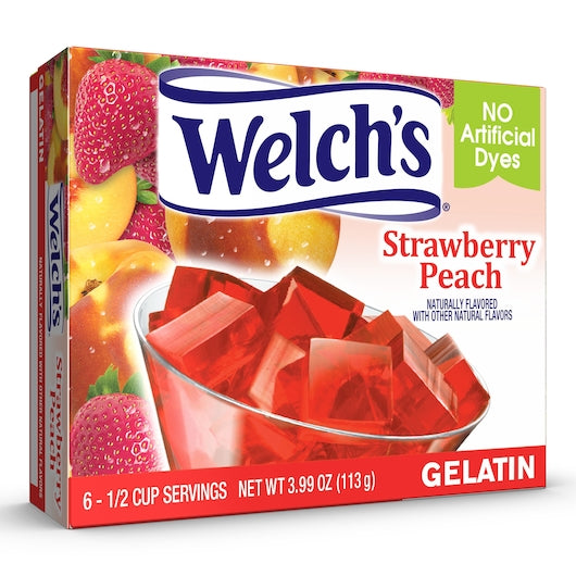 Welch's Strawberry Peach Flavored Gelatin Mix-3.99 oz.-12/Case
