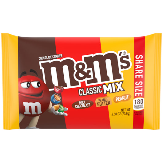 M&M's Milk Classic Mix Share Size-2.5 oz.-18/Box-6/Case