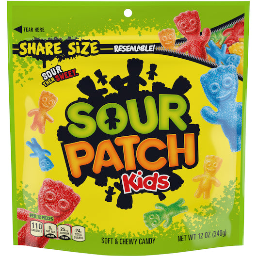 Sour Patch Kids Gummy Candy Peg Bag-12 oz.-12/Case
