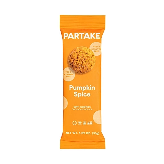 Partake Foods Soft Baked Pumpkin Spice Cookies Snack Pack-1.5 lb.-24/Case
