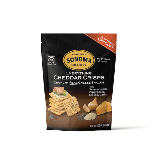 Sonoma Creamery Crisps Everything Cheddar Crisps-2.25 oz.-6/Case