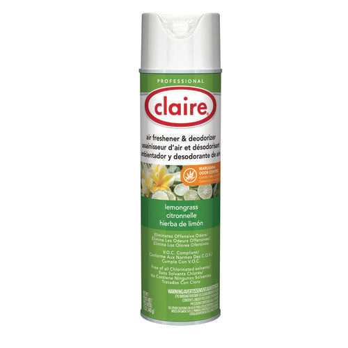Claire Aerosol Air Freshener And Deodorizer Lemongrass Citronella 12 Oz Aerosol Spray 12 Cans