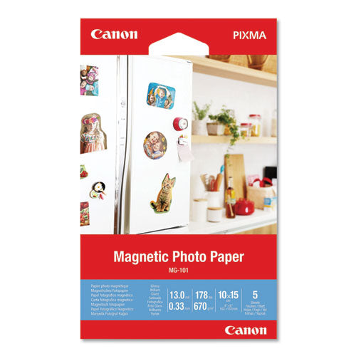 Canon Glossy Magnetic Photo Paper 13 Mil 4x6 White 5 Sheets/pack