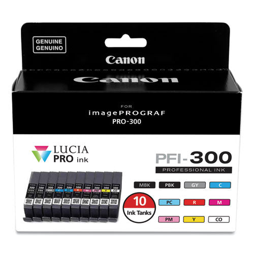 Canon 4192c007 (pfi-300) Ink Matte Black/photo Black/gray/cyan/photo Cyan/red/magenta/photo Magenta/yellow/co 10/pack