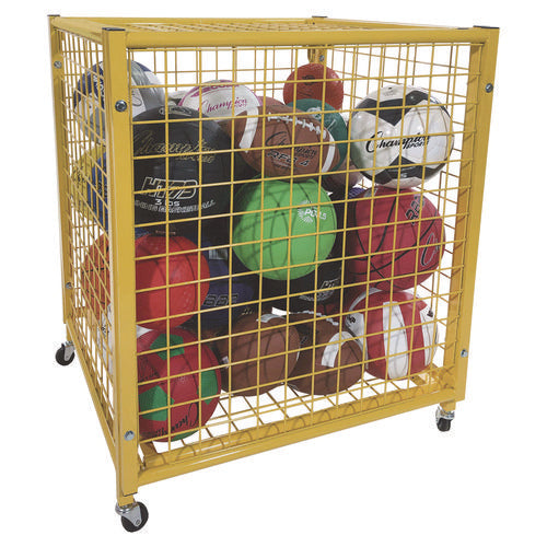 Champion Sports Half Size Lockable Ball Locker Metal 132 Lb Capacity 29x27x31 Yellow