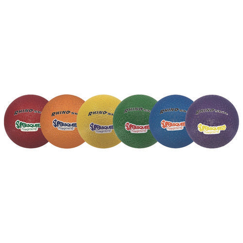 Champion Sports Rhino Skin Super Squeeze Playground Ball Set 7.5" Diameter Assorted Colors 6/set