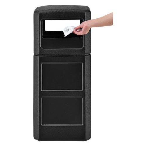Global Industrial Square Plastic Waste Receptacle Dome Lid With Open Sides 42 Gal Black