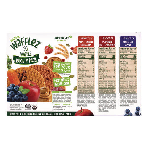 Sprout Organics Wafflez Variety Pack 0.65 Oz Packet 30/Case