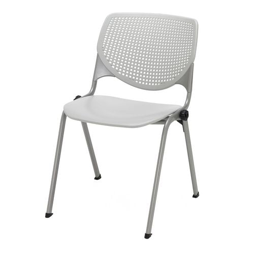 KFI Studios Pedestal Table With Four Light Gray Kool Series Chairs Round 36" Diax29h Designer White