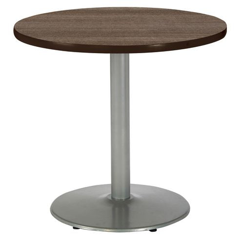 KFI Studios Pedestal Table With Four Black Kool Series Chairs Round 36" Diax29h Studio Teak